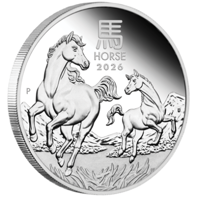 Moneda de Plata 0.50$ Dollars-Australia-1/2 oz-Serie Lunar III-Horse Proof-(Caja + COA)-2026