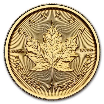 Moneda de Oro 1$ Dollar-Canadá-1/20 oz.-Maple Leaf-2025
