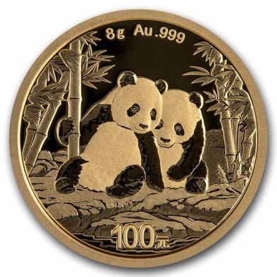 Moneda de Oro 100¥ Yuan-China-8 gramos-Panda-2026