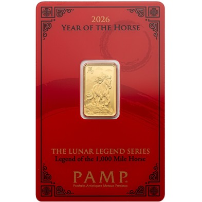 Lingote Oro  5 gramos Lunar Year of The Horse PAMP