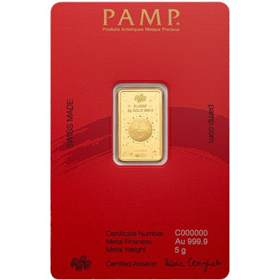 Lingote Oro  5 gramos Lunar Year of The Horse PAMP