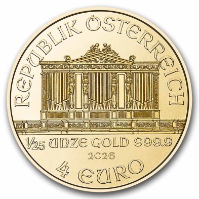 Moneda de Oro 25€ Euros - Austria - 1/4 oz. - Filarmónica de Viena-2026
