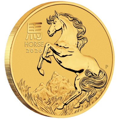 Moneda de Oro 5$ Dollars-Australia-1/20 oz-Serie Lunar III-Horse-2026