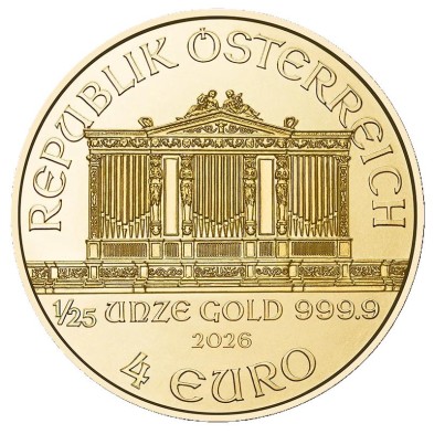 Moneda de Oro 4€ Euros-Austria-1/25 oz.-Filarmónica de Viena-2026