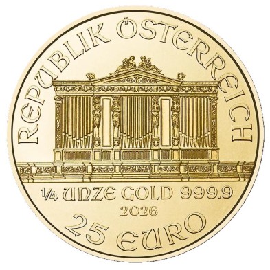 Moneda de Oro 25€ Euros - Austria - 1/4 oz. - Filarmónica de Viena-2026