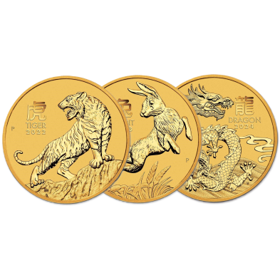 Moneda de Oro 15$ Dollars-Australia-1/10 oz-Serie Lunar III-Varios Años