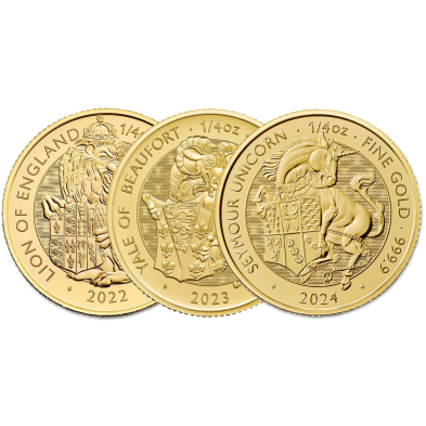 Moneda de Oro 25£ Libras-U.K. 1/4 oz.-Tudor Beast-Varios Años