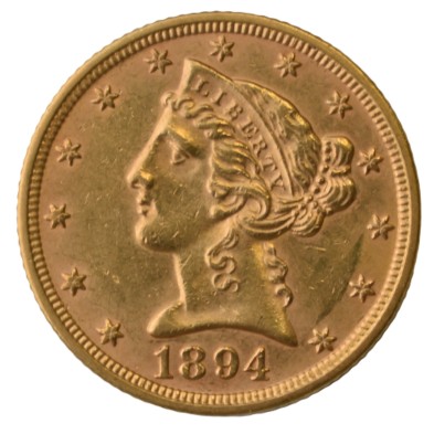 Moneda de Oro 5$ Dollar Usa-Liberty/Coronet Head-Half Eagle-1894