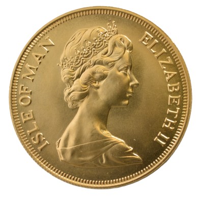 Moneda de Oro 5 Libras-Isla de Man-Guerrero Vikingo-1973 (D)