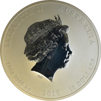 Moneda de Plata 10$ Dollars- Australia-10 Oz.-Serie Lunar II-Year of the Dog-2018