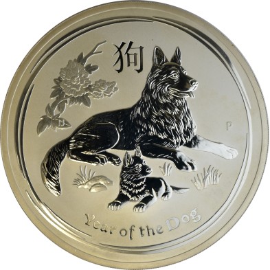 Moneda de Plata 10$ Dollars- Australia-10 Oz.-Serie Lunar II-Year of the Dog-2018