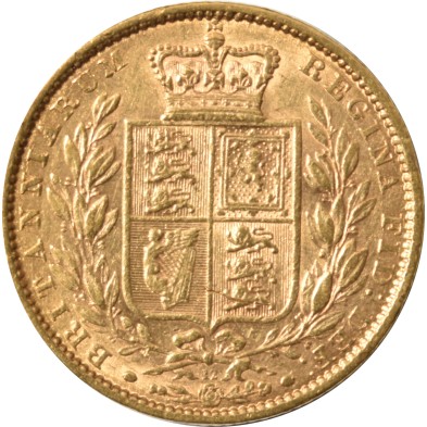 Moneda de Oro 1£ Libra-U.K.-Soberano-Victoria-1863 (Die Number 12)