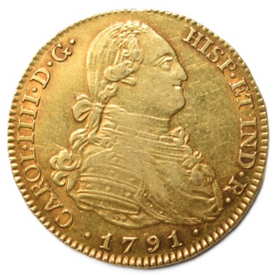 Moneda de Oro 4 Escudos-España-Carlos IIII- 1791 (Madrid)