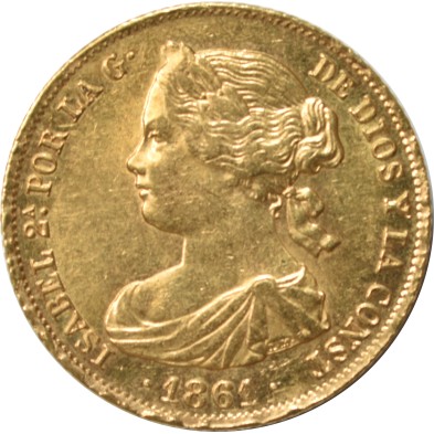 Moneda de oro 100 Reales-España-Isabel 2ª-1861-(★)-Madrid