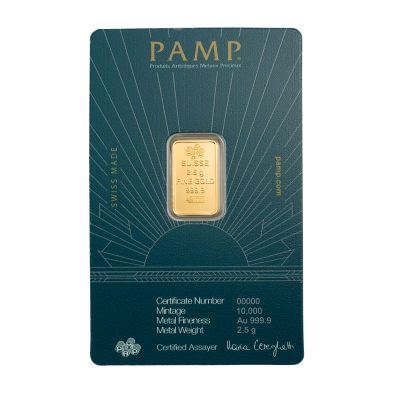 Lingote Oro 2,5 gramos PAMP Lady of Liberty