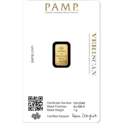 Lingote Oro 1 gramo PAMP