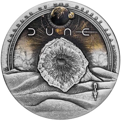 Moneda de Plata 2$ Dollars-Tuvalu-2 oz-DUNE-Scourge of the Desert Sea-Antiqued Coloured-(Caja + COA)-2026