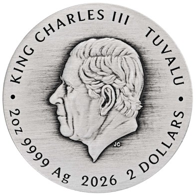 Moneda de Plata 2$ Dollars-Tuvalu-2 oz-DUNE-Scourge of the Desert Sea-Antiqued Coloured-(Caja + COA)-2026