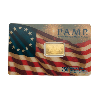Lingote Oro 2,5 gramos PAMP 250th Anniversary of United States Vintage