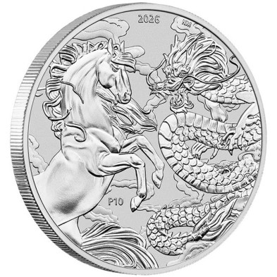 Moneda de Plata 1$ Dollar-Australia-1 Oz.-Myths&Legends-Dragon and Horse-2026