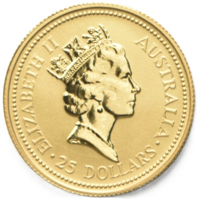 Moneda de Oro 25$ Dollar-Australia-1/4 oz.-Kangaroo (canguro) 1992