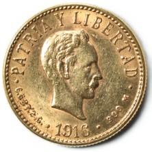 Moneda De Oro-Cuba-4 Pesos, José Martí, Primera República-U.S. Mint (Filadelfia)-1916