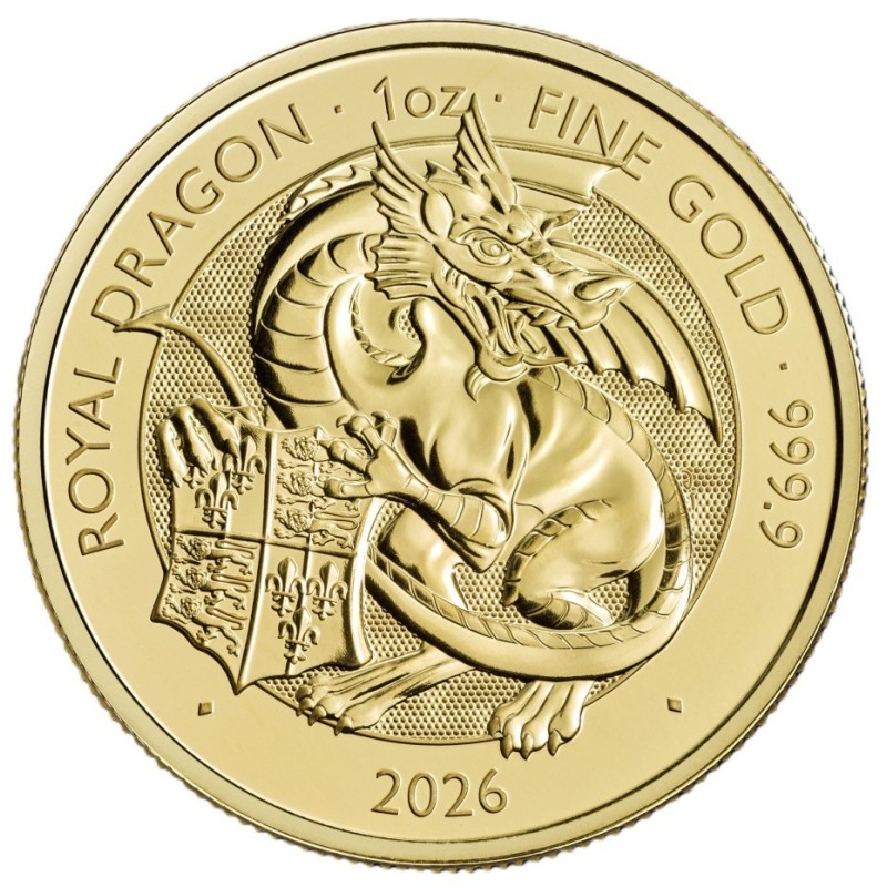 Moneda De Oro 100£ Libras-U.K.-1 Oz.-Serie Tudor's Beast-Royal Dragon-2026 reverso