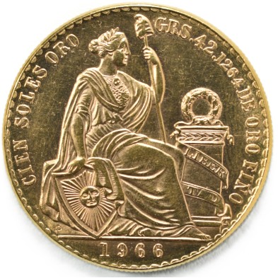 Moneda de Oro 100 Soles-Perú-1966