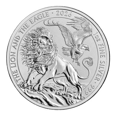 Moneda de Plata 2£ Libras-U.K. 1 oz.-The Lion and The Eagle-2026