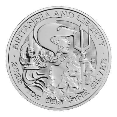 Moneda de Plata 2£ Libras-U.K. 1 oz.-Britannia and Liberty-2026