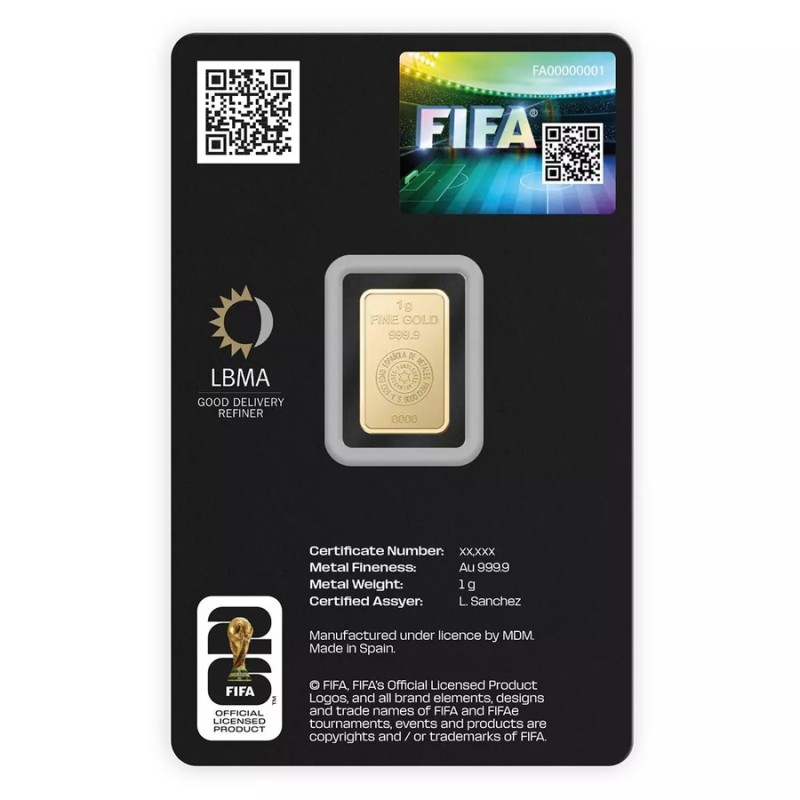 Lingote de oro 1g Sempsa edición FIFA World Cup