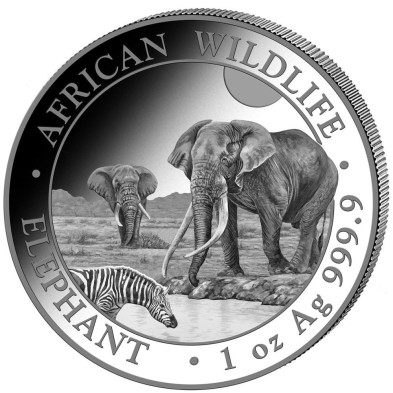 Moneda de plata 100Sh Shillings-Somalia-1 Oz.-African Wildlife-Elephant-2026 RETRASO EN LA ENTREGA 10/15 DIAS HABILES