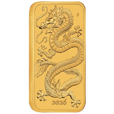 Moneda de Oro 100$ Dollar-Australia-1 Oz.-Dragón (rectangular)-2026
