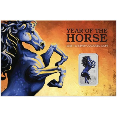 Moneda de Plata 1$ Dollar-Australia-1 oz.- Horse (rectangular)-Color (Blíster)-2026