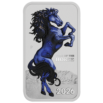 Moneda de Plata 1$ Dollar-Australia-1 oz.- Horse (rectangular)-Color (Blíster)-2026