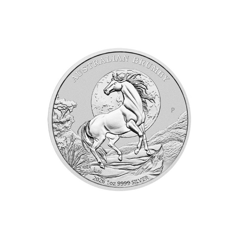 Moneda de plata 1 oz Australian Brumby 2026 reverso Perth Mint