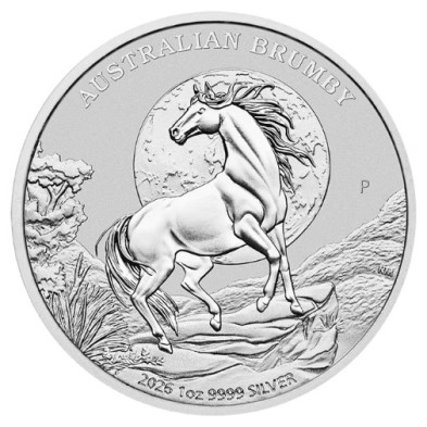 Moneda de plata 1 oz Australian Brumby 2026 reverso Perth Mint