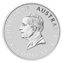 Anverso oficial con el retrato del Rey Carlos III moneda de plata 1 dolar Australia 2026