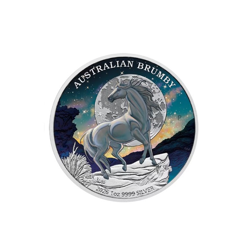 Moneda de plata 1 oz Australian Brumby 2026 edicion coloreada Perth Mint