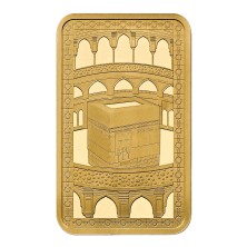 Detalle del grabado en relieve estructura de la Kaaba lingote oro puro 24 quilates