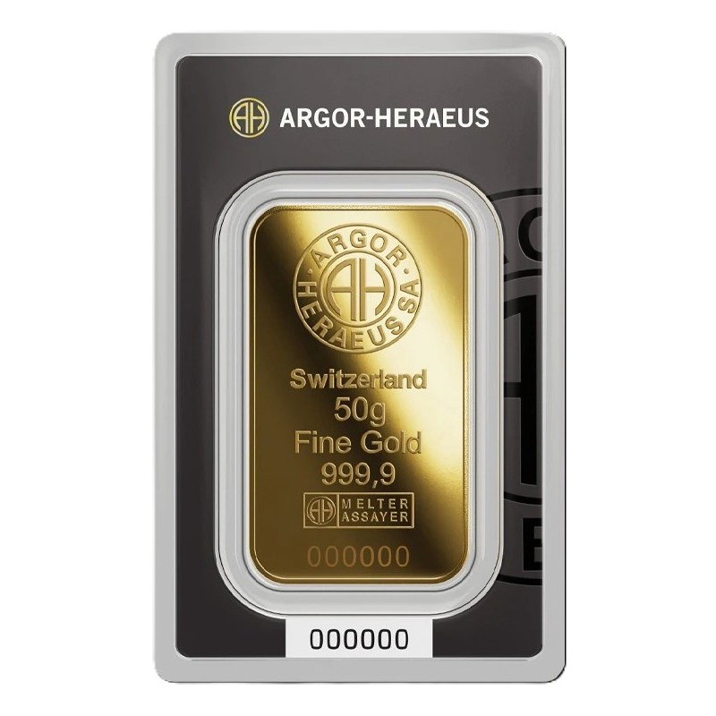 Nuevo blister oficial lingote de oro 1 oz Argor Heraeus 9999 certificado