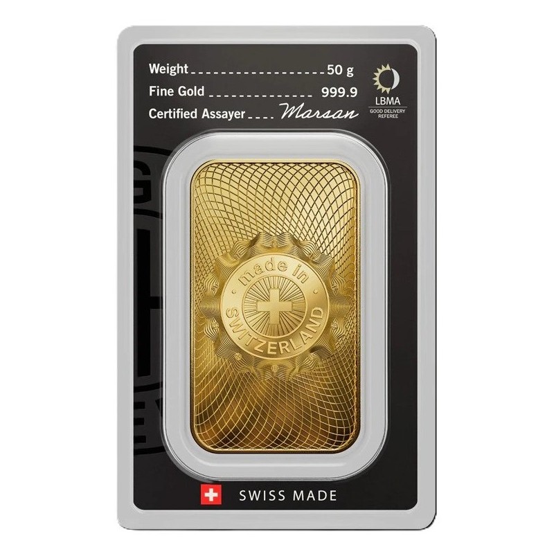 Reverso redisenado con patron guilloche y cruz suiza lingote de oro Argor Heraeus 1 onza