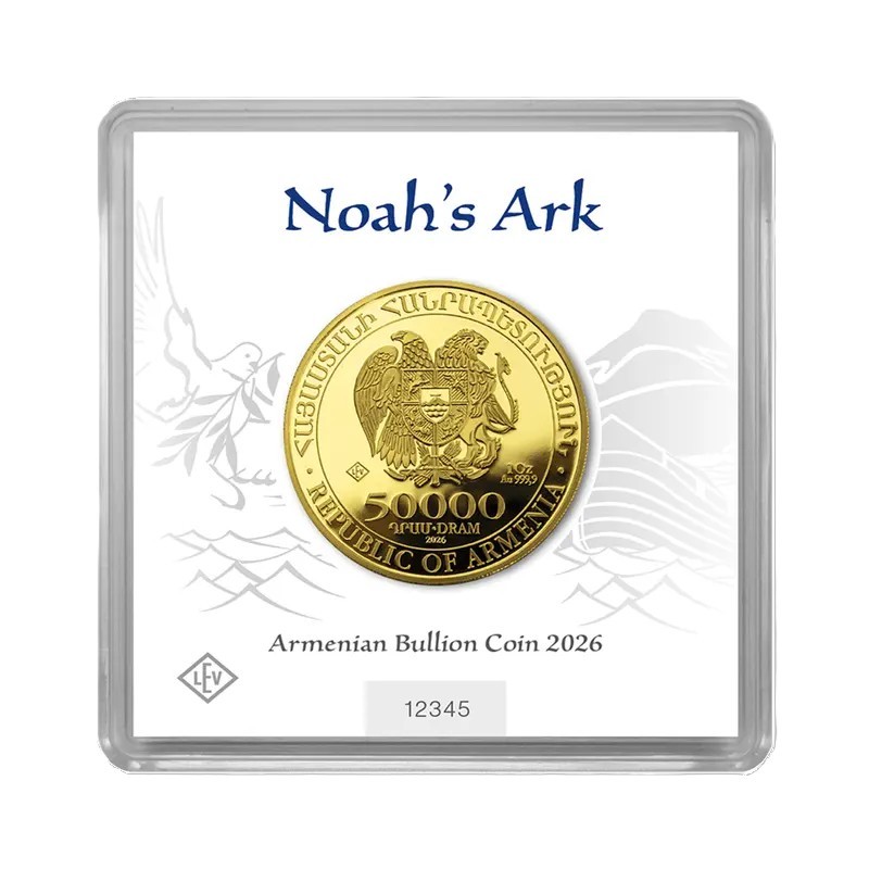 Anverso oficial escudo de armas de Armenia moneda de oro 50000 Drams 2026