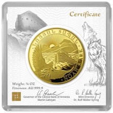 Moneda de oro 1 oz Arca de Noe Armenia 2026 con paloma y Monte Ararat