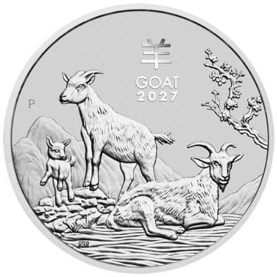 Moneda Plata 2$ Dollars-Australia-2 oz-Serie Lunar III-Cabra- 2027