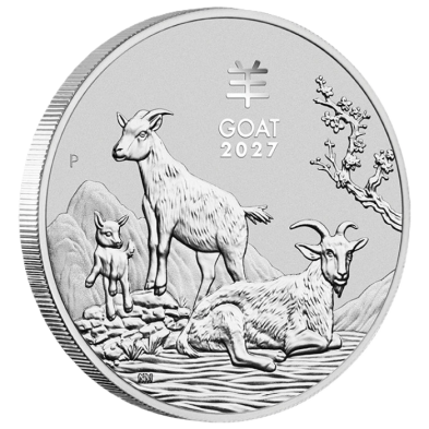 Moneda Plata 2$ Dollars-Australia-2 oz-Serie Lunar III-Cabra- 2027