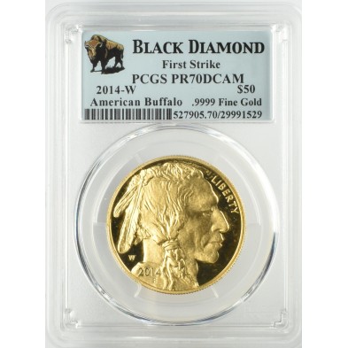 Moneda Oro 1 oz American Buffalo 2014-W PCGS PR70DCAM Black Diamond
