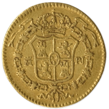 Reverso escudito de oro 1772 escudo coronado con Toison de Oro ceca Madrid PJ
