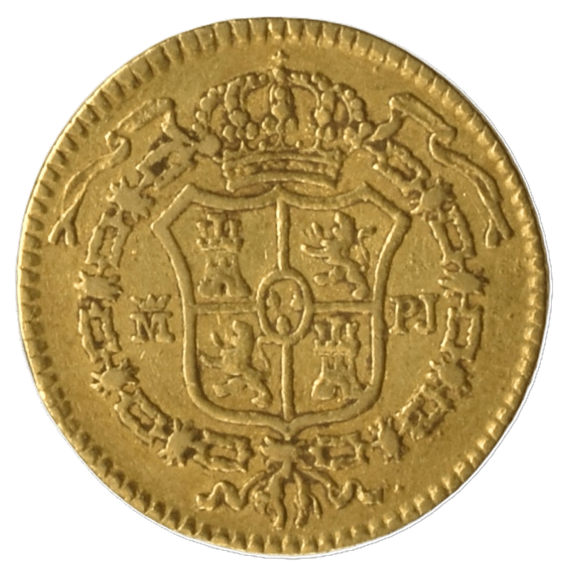 Reverso escudito de oro 1772 escudo coronado con Toison de Oro ceca Madrid PJ